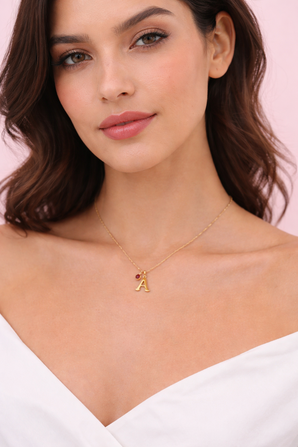 Personalized Letter Birthstone Necklace