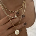Golden Layered Charm Necklace Set